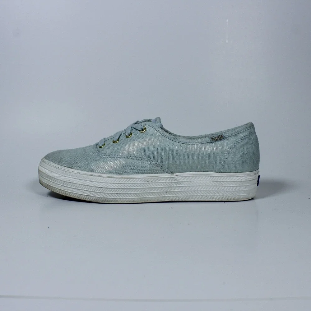Keds Triple Platform Sneakers – Metallic Light Blue, Women's – Size US 8- UK 5.5